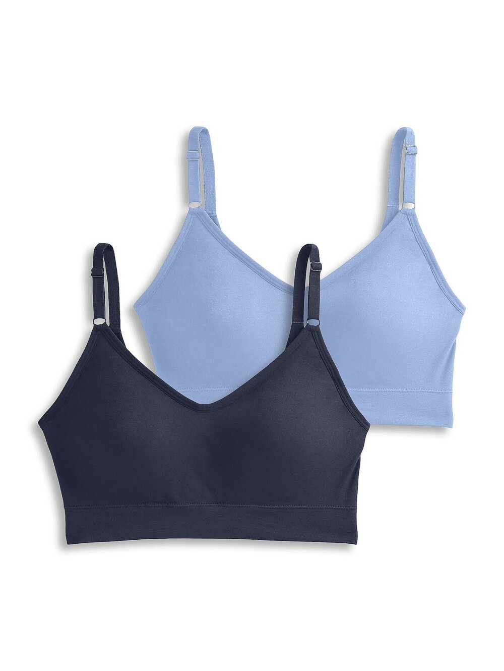 Jockey Set of 2 Seamfree Back Smoothing Cami Strap Bras JkyBlu/BrintBlu, Large